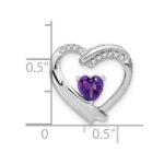 Sterling Silver Rhodium-plated Amethyst and Diamond Pendant - Image 3