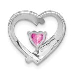 Sterling Silver Rhod-plated Created Pink Sapphire/Diamond Pendant - Image 4