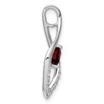 14k White Gold Heart 5mm Garnet and Diamond Leaf Chain Slide - Image 2