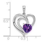 Sterling Silver Rhodium-plated Amethyst and Diamond Pendant - Image 3