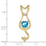 10k Blue Topaz and Diamond Cat Pendant - Image 3