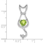 10k White Gold Peridot and Diamond Cat Pendant - Image 2