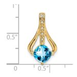 14k 7mm Cushion Blue Topaz and Diamond Pendant Fits up to 4mm Fancy Omega Only - Image 3