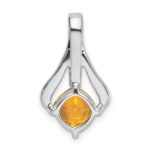 14k White Gold 7mm Cushion Citrine and Diamond Pendant Fits up to 4mm Fancy Omega Only - Image 4