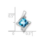 14k White Gold 6mm Cushion Blue Topaz and Diamond Chain Slide - Image 3