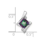 14k White Gold 6mm Cushion Mystic Fire Topaz and Diamond Pendant - Image 3