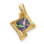 14k 6mm Cushion Mystic Fire Topaz and Diamond Pendant - Image 4