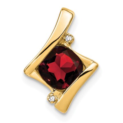 14k 6mm Cushion Garnet and Diamond Chain Slide