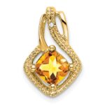 14k 6mm Cushion Citrine and Diamond Chain Slide