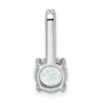 14k White Gold Round Lab Created Opal and Diamond Pendant - Image 3