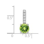 14k White Gold 7mm Round Peridot and Diamond Chain Slide - Image 3