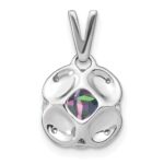 14k White Gold 7mm Cushion Mystic Fire Topaz and Diamond Pendant - Image 4