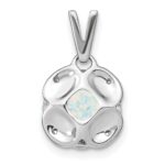 14k White Gold Cushion Lab Created Opal and Diamond Pendant - Image 3