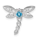 14k White Gold Blue Topaz and Diamond Dragonfly Chain Slide