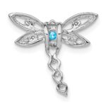 14k White Gold Blue Topaz and Diamond Dragonfly Chain Slide - Image 4