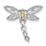 14k White Gold Citrine and Diamond Dragonfly Chain Slide - Image 4