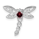 14k White Gold Garnet and Diamond Dragonfly Chain Slide