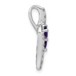 14k White Gold 2-Stone Round Amethyst and Diamond Chain Slide - Image 2