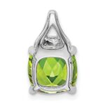 14k White Gold 8mm Cushion Peridot and Diamond Chain Slide - Image 4