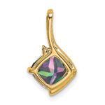 14k 7mm Cushion Mystic Fire Topaz and Diamond Pendant - Image 4