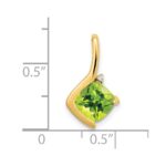 14k 7mm Cushion Peridot and Diamond Pendant - Image 3