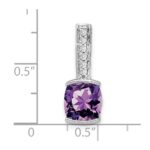 14k White Gold 8mm Cushion Amethyst and Diamond Chain Slide - Image 3