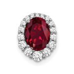 14k White Gold 1/3 carat Lab Grown Diamond VS/SI+ G+ and Lab Created Ruby Halo Chain Slide Pendant