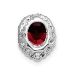 14k White Gold 8x6mm Oval Garnet and Diamond Halo Chain Slide - Image 3