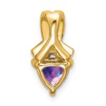 14k 6mm Trillion Amethyst and Diamond Chain Slide - Image 4