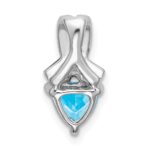 14k White Gold 6mm Trillion Blue Topaz and Diamond Chain Slide - Image 4
