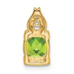 14k 6mm Cushion Peridot and Diamond Chain Slide - Image 4