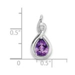 14k White Gold 8x6mm Pear Amethyst and Diamond Chain Slide - Image 3