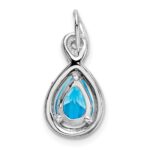 14k White Gold 8x6mm Pear Blue Topaz and Diamond Chain Slide - Image 4