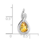 14k White Gold 8x6mm Pear Citrine and Diamond Chain Slide - Image 3