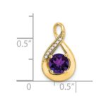 14k 6mm Round Amethyst and Diamond Chain Slide - Image 3