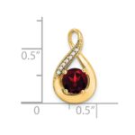 14k 6mm Round Garnet and Diamond Chain Slide - Image 3