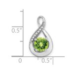 14k White Gold 6mm Round Peridot and Diamond Chain Slide - Image 3