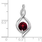 14k White Gold 6.5mm Round Garnet and Diamond Fancy Pendant - Image 3