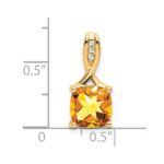 14k 8mm Cushion Citrine and Diamond Chain Slide - Image 3