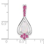 14k White Gold Pear Lab Created Opal and Lab Created Pink Sapphire Pendant - Image 2