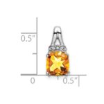 14k White Gold 7mm Cushion Citrine and Diamond Chain Slide - Image 3