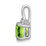 14k White Gold 7mm Cushion Peridot and Diamond Chain Slide - Image 2