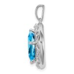 Sterling Silver Rhodium-plated Blue Topaz and Diamond Pendant - Image 2