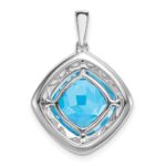 Sterling Silver Rhodium-plated Blue Topaz and Diamond Pendant - Image 4