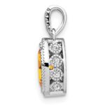 14k White Gold 8x4mm Marquise Citrine and Diamond Pendant - Image 2