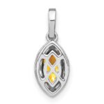 14k White Gold 8x4mm Marquise Citrine and Diamond Pendant - Image 3