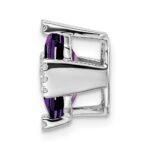 14k White Gold 9x7mm Octagon Amethyst and Diamond Vintage Chain Slide - Image 2