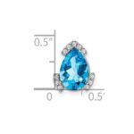 14k White Gold 10x7mm Pear Blue Topaz and Diamond Chain Slide - Image 3
