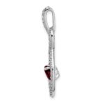 14k White Gold 6mm Round Garnet Dangle and Diamond Chain Slide - Image 2