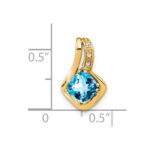 14k 6.4mm Cushion Blue Topaz and Diamond Chain Slide - Image 2